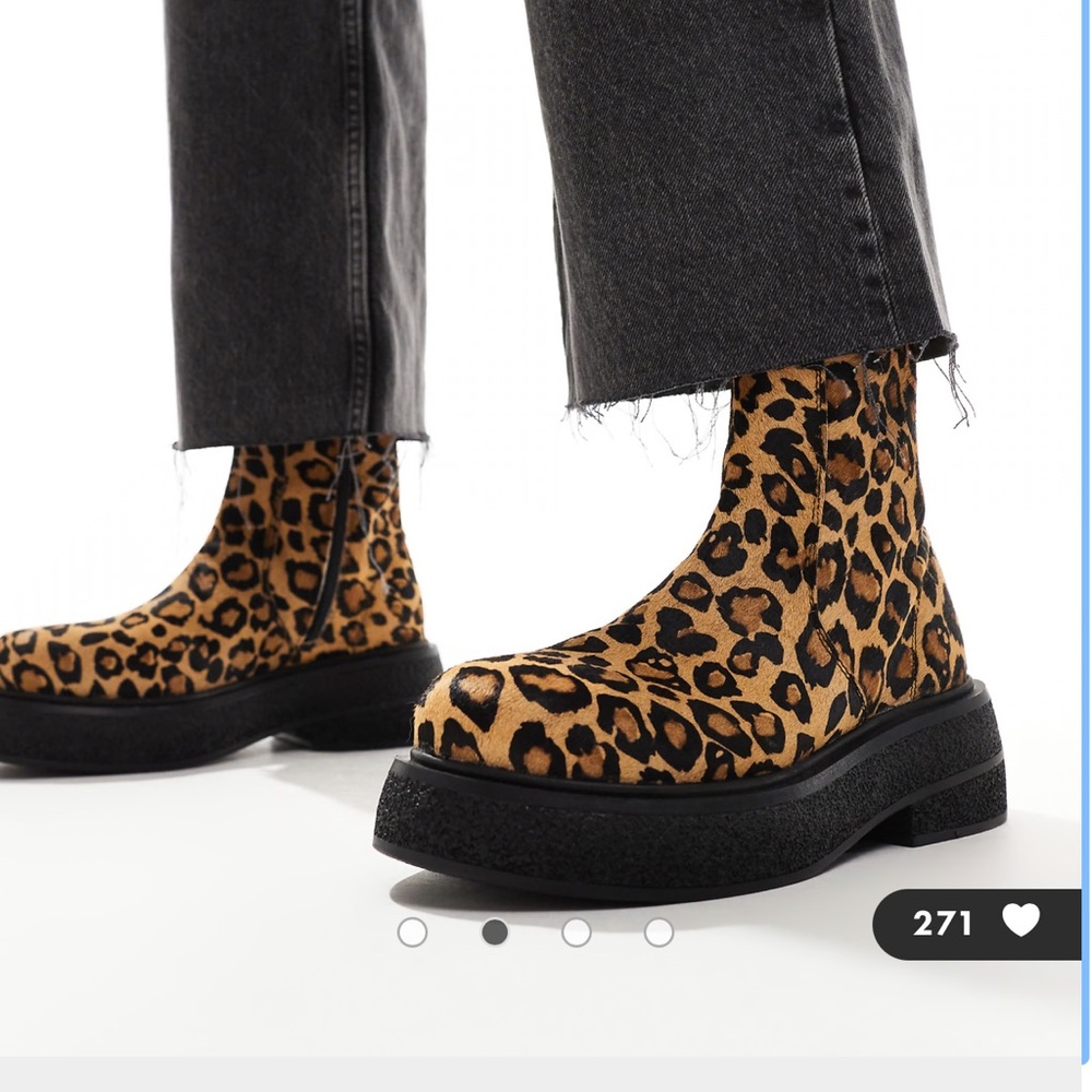 Asks Leopard Calf Hair Combat Boots